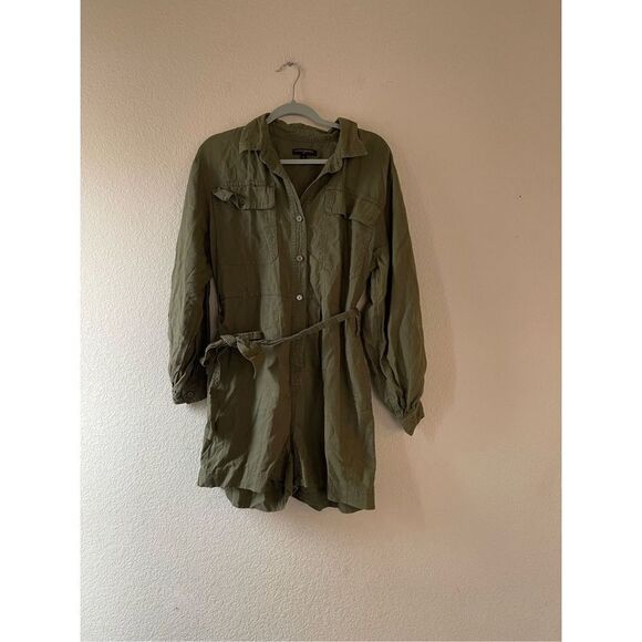 Banana Republic Pants - Banana republic linen blend long sleeve utility romper‎ size large
